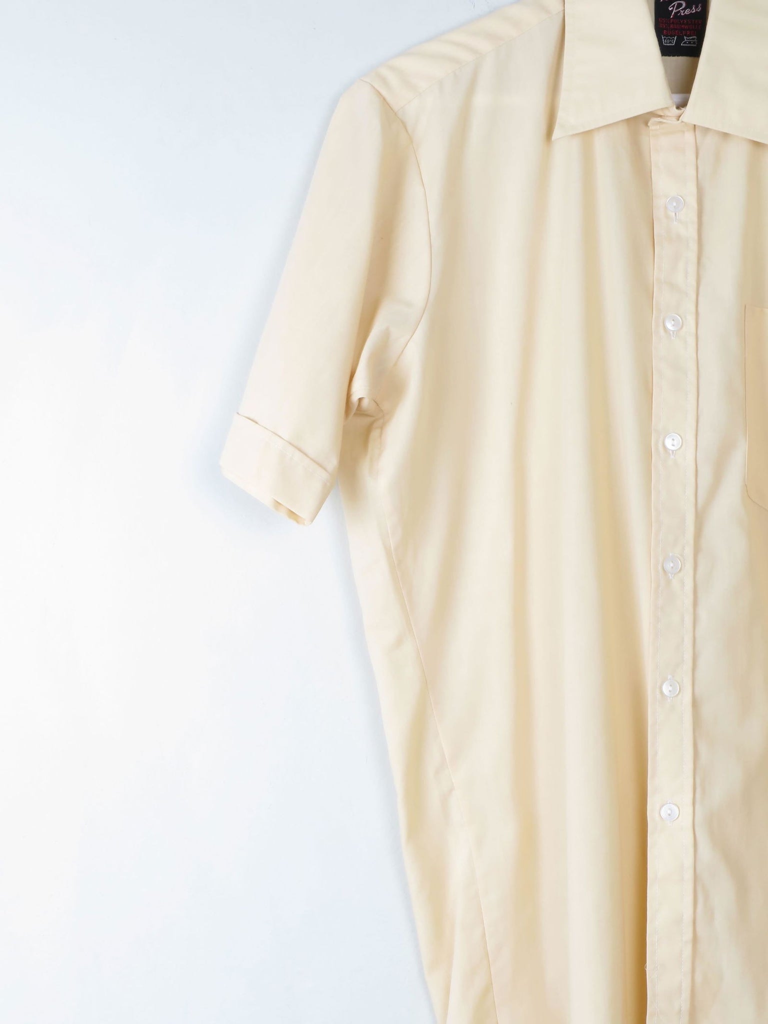 Mens Vintage 1970s Shirt Oatmeal S/M - The Harlequin