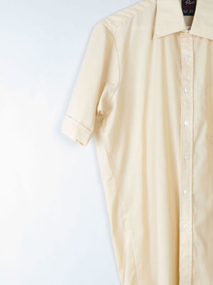 Mens Vintage 1970s Shirt Oatmeal S/M - The Harlequin