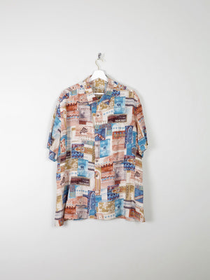 Mens Vintage 1980s Printed Shirt XL - The Harlequin