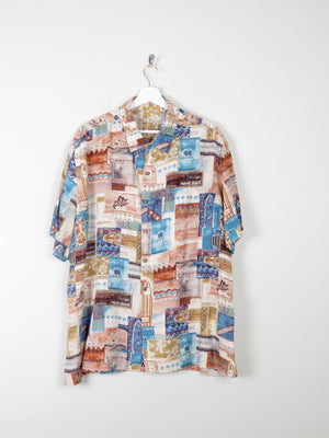 Mens Vintage 1980s Printed Shirt XL - The Harlequin