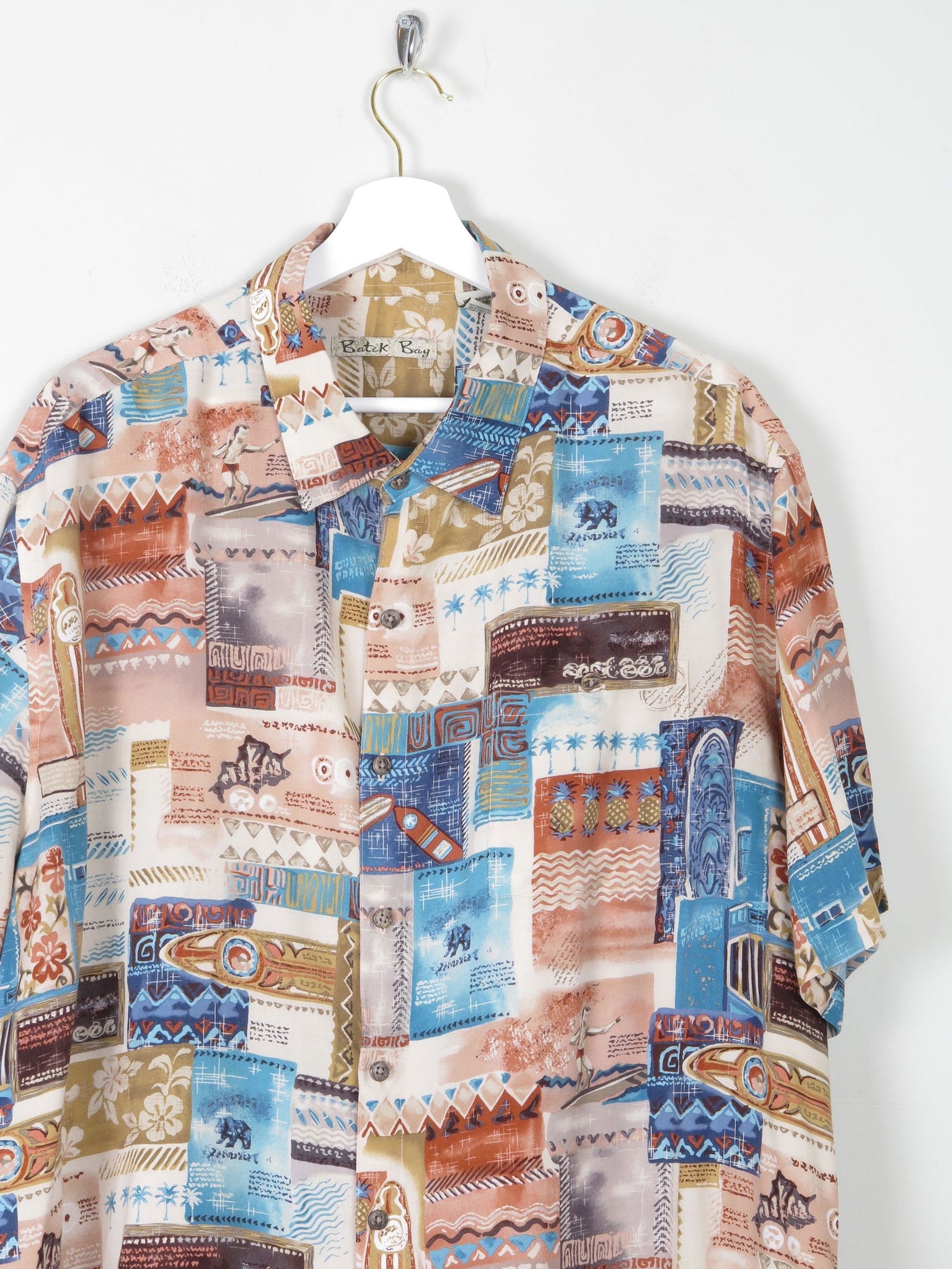 Mens Vintage 1980s Printed Shirt XL - The Harlequin