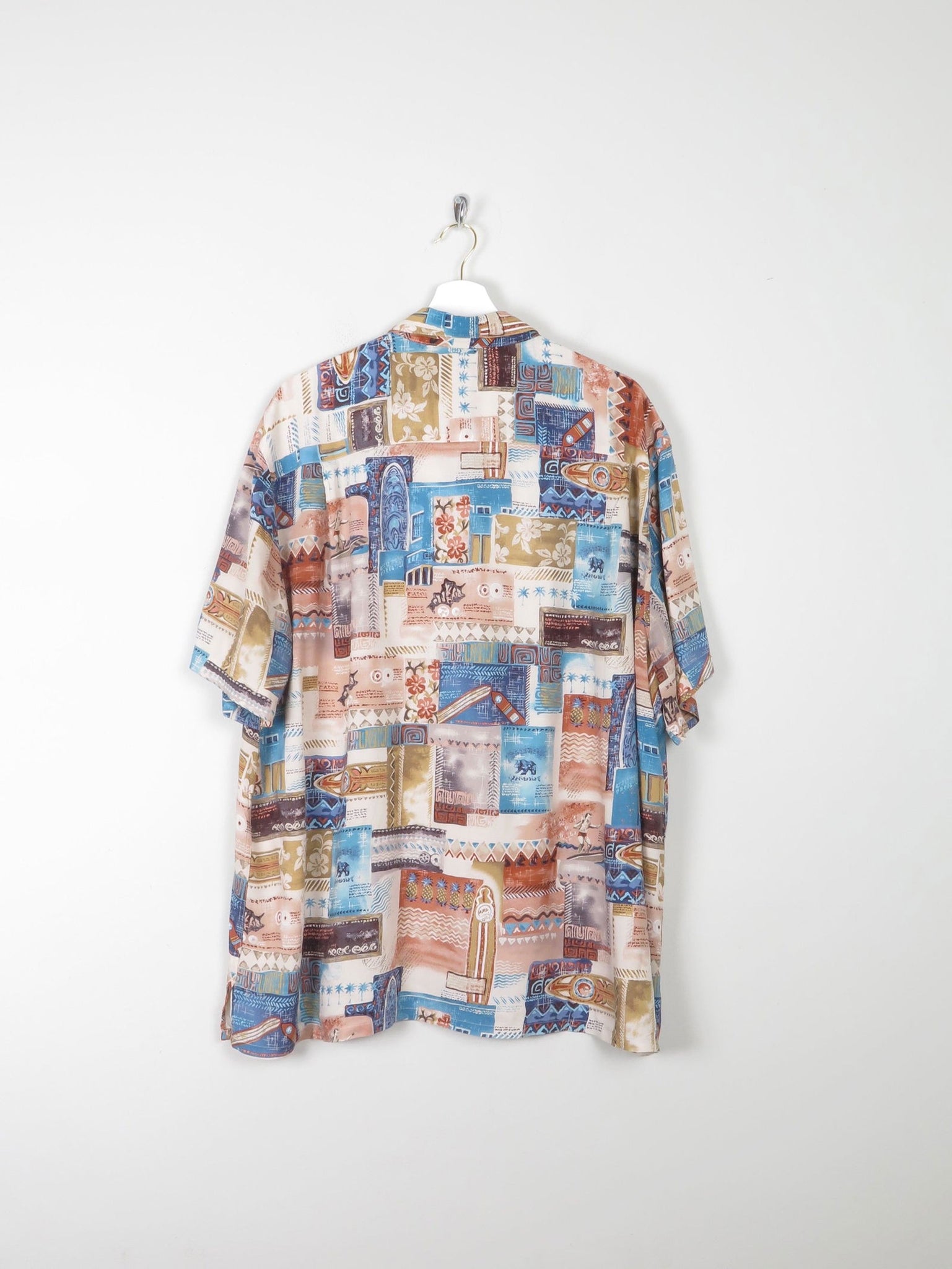 Mens Vintage 1980s Printed Shirt XL - The Harlequin