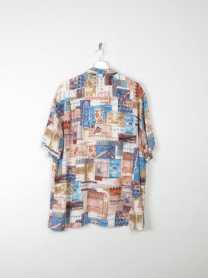 Mens Vintage 1980s Printed Shirt XL - The Harlequin