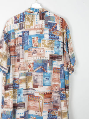 Mens Vintage 1980s Printed Shirt XL - The Harlequin