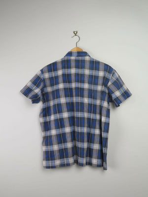 Mens Vintage Blue Check 1960s Shirt XS - The Harlequin