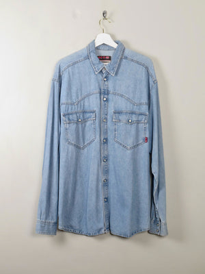 Mens Vintage Blue Denim Shirt L/XL - The Harlequin