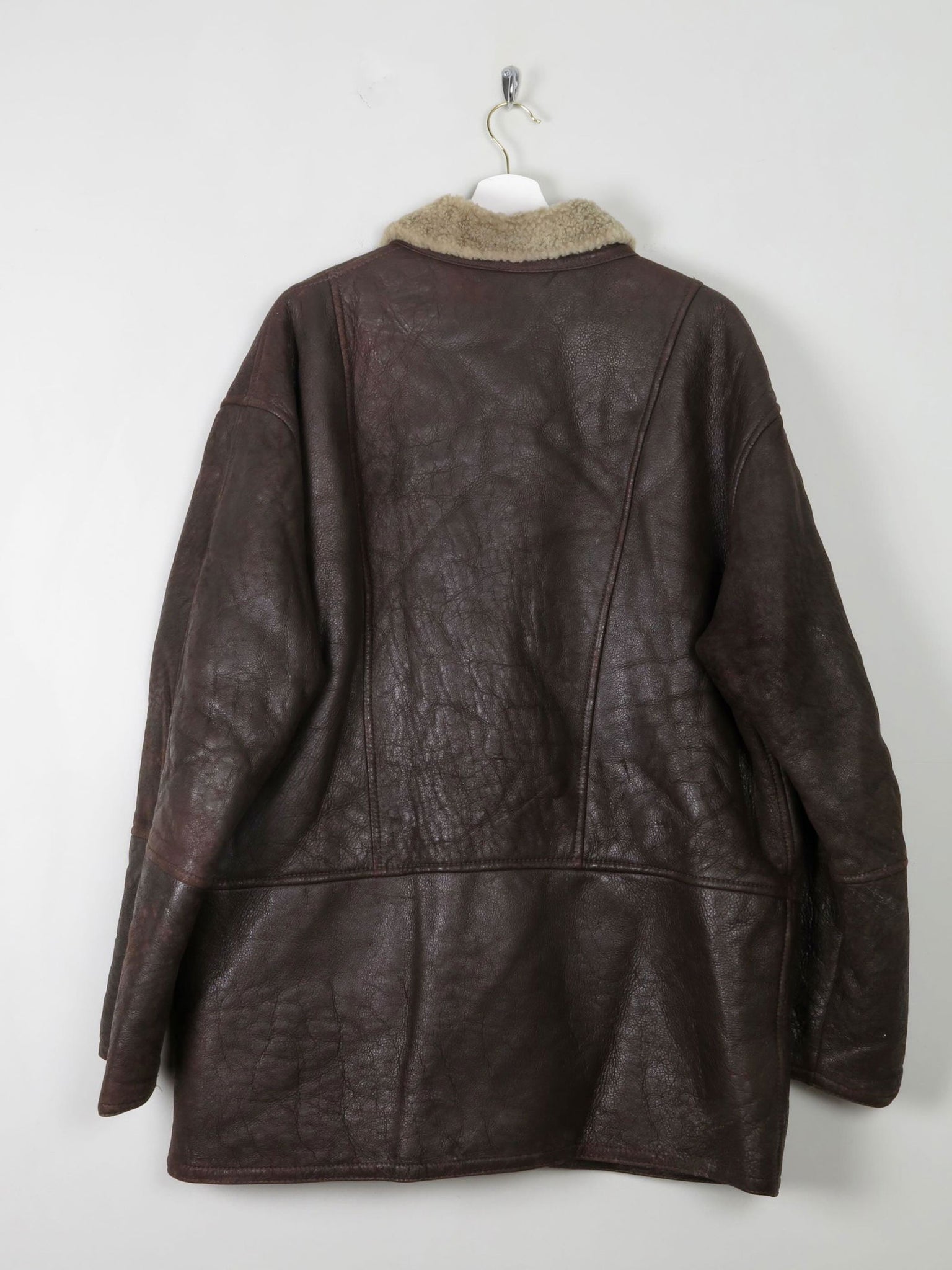 Mens Vintage Brown Sheepskin 3/4 Coat L/XL - The Harlequin