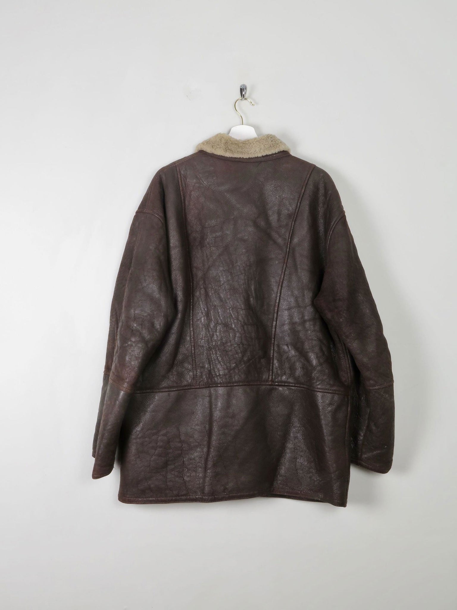 Mens Vintage Brown Sheepskin 3/4 Coat L/XL - The Harlequin