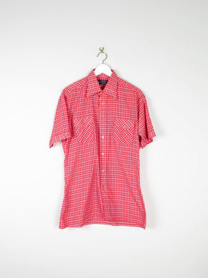 Mens Vintage Red Check 1970s Shirt M - The Harlequin