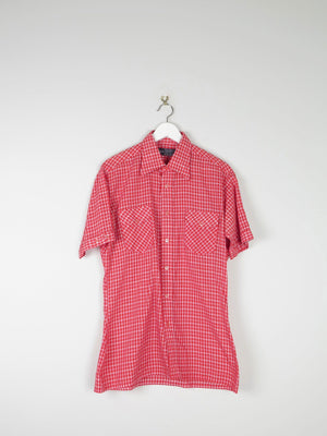 Mens Vintage Red Check 1970s Shirt M - The Harlequin