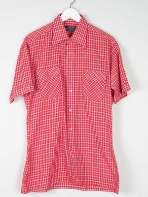Mens Vintage Red Check 1970s Shirt M - The Harlequin