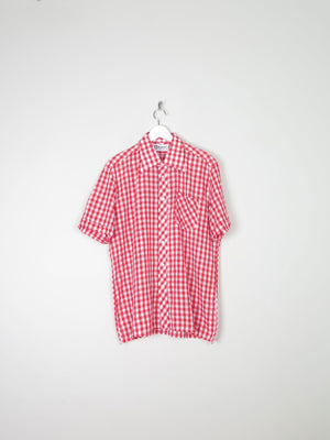 Mens Vintage Red Check Gingham Shirt L/XL - The Harlequin
