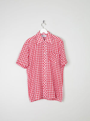Mens Vintage Red Check Gingham Shirt L/XL - The Harlequin