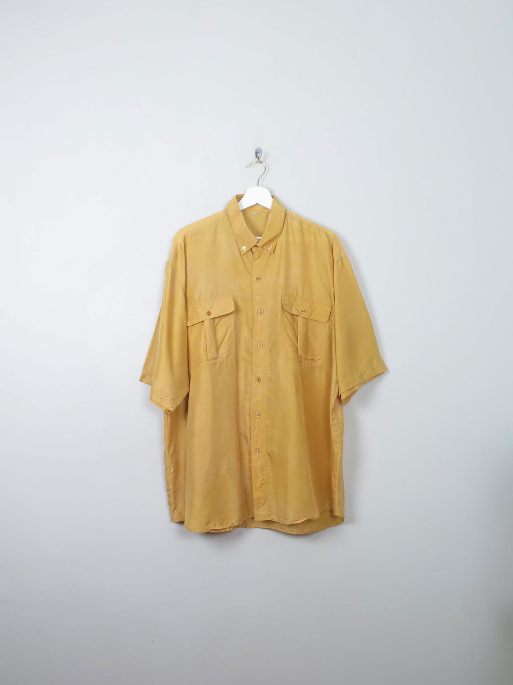 Mens Vintage Silk Mustard Shirt XL - The Harlequin