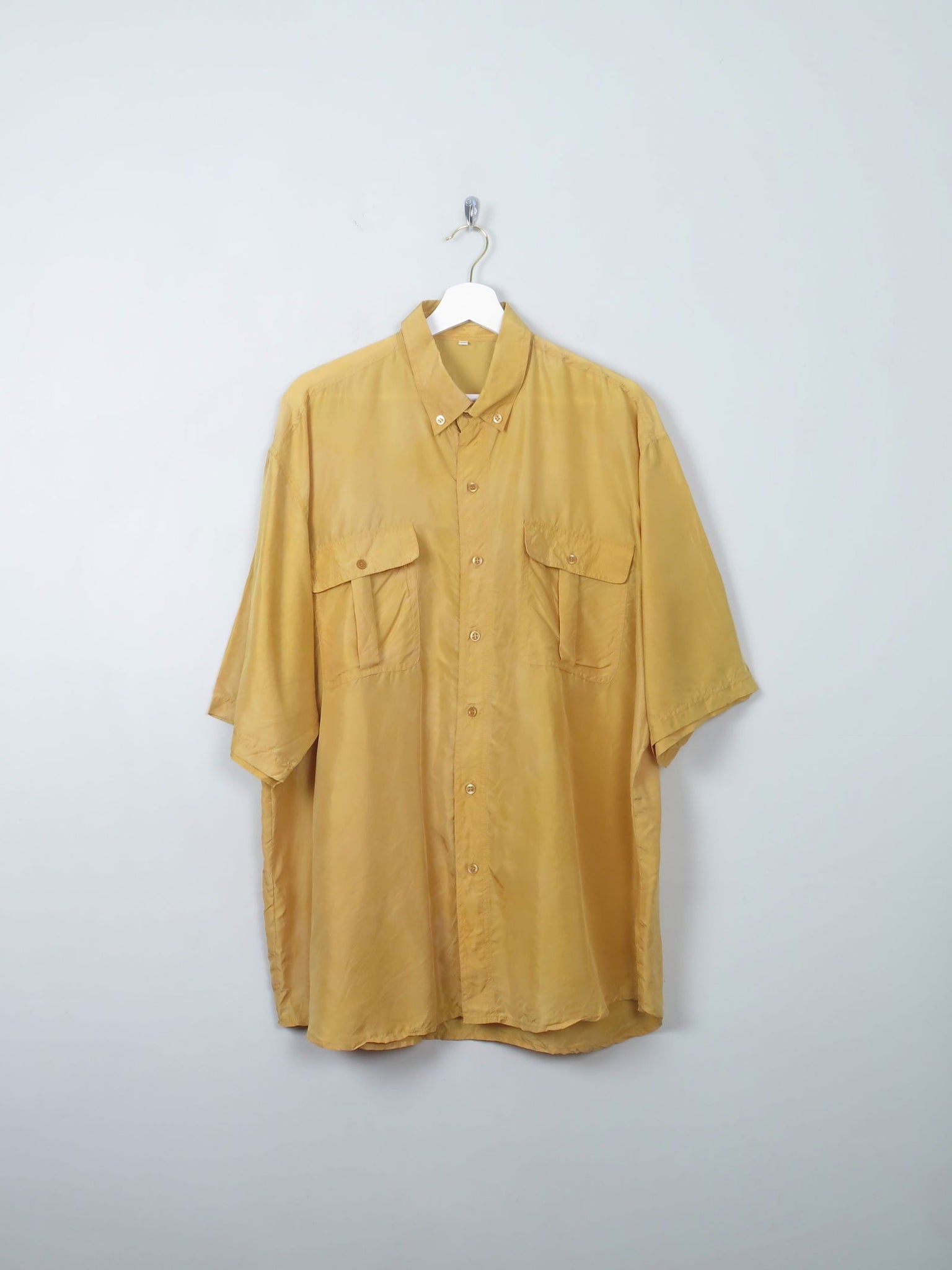 Mens Vintage Silk Mustard Shirt XL - The Harlequin