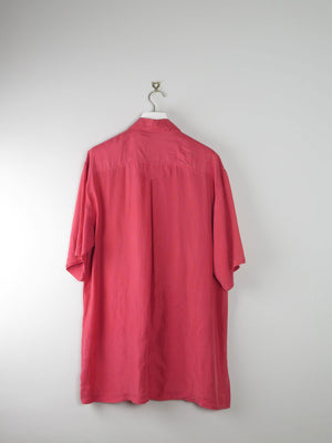 Mens Vintage Silk Oversized Dark Pink Shirt Coral M/L - The Harlequin