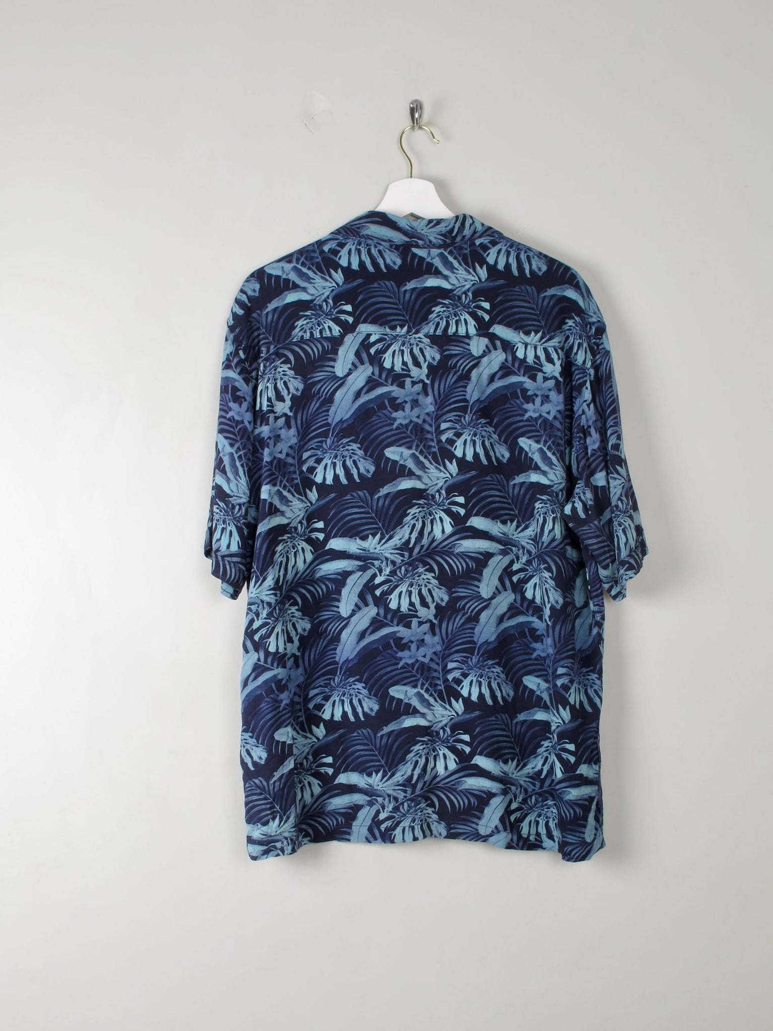 Mens Vintage Style Hawaiian Navy Printed Shirt S/M - The Harlequin