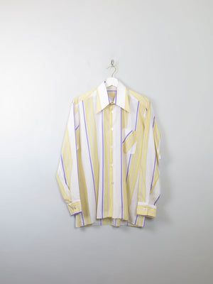 Mens Vintage Yellow Striped Shirt M - The Harlequin