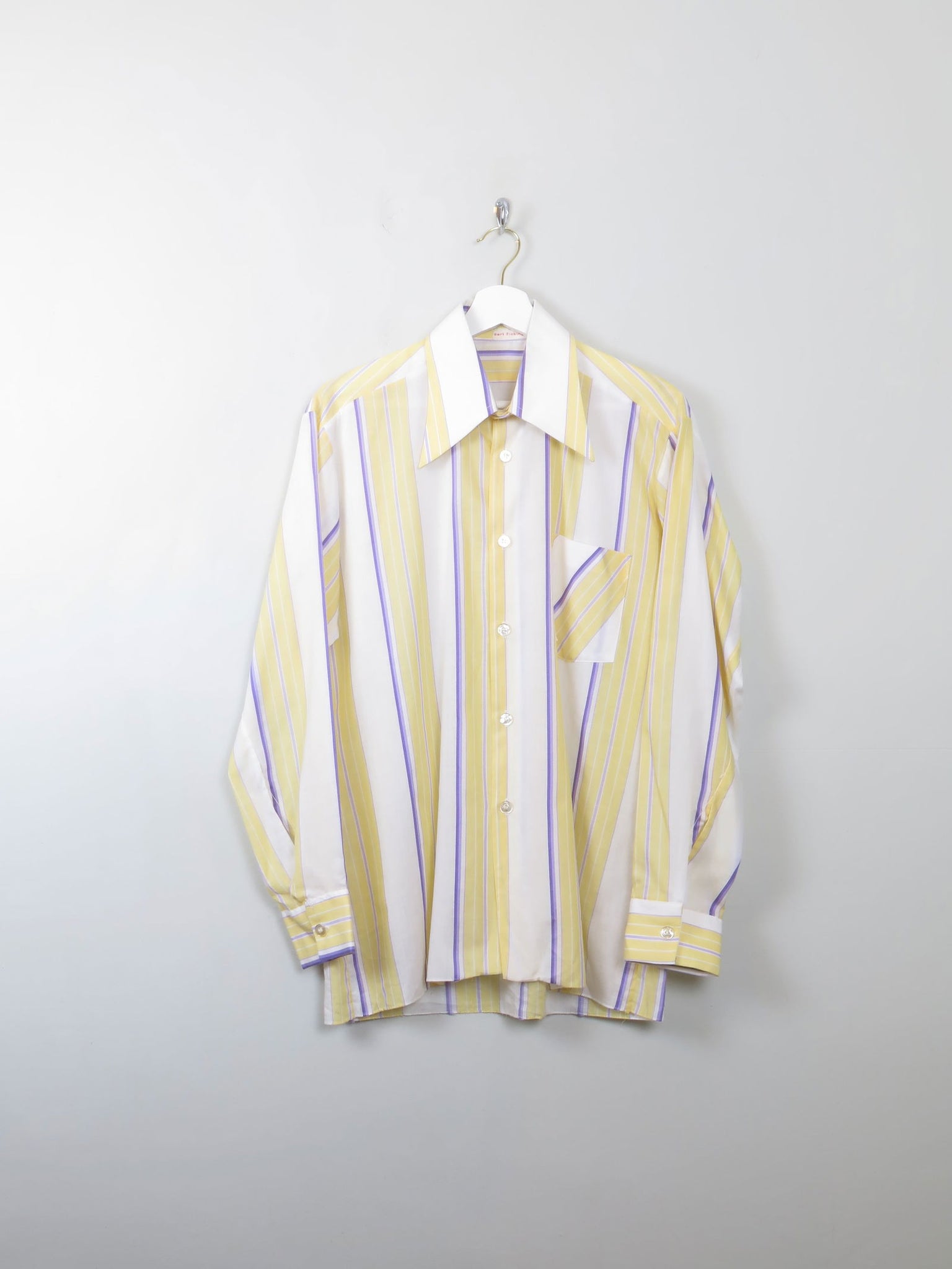 Mens Vintage Yellow Striped Shirt M - The Harlequin