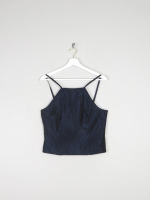 Midnight Blue Taffeta Corset Style Top S 8/10 - The Harlequin