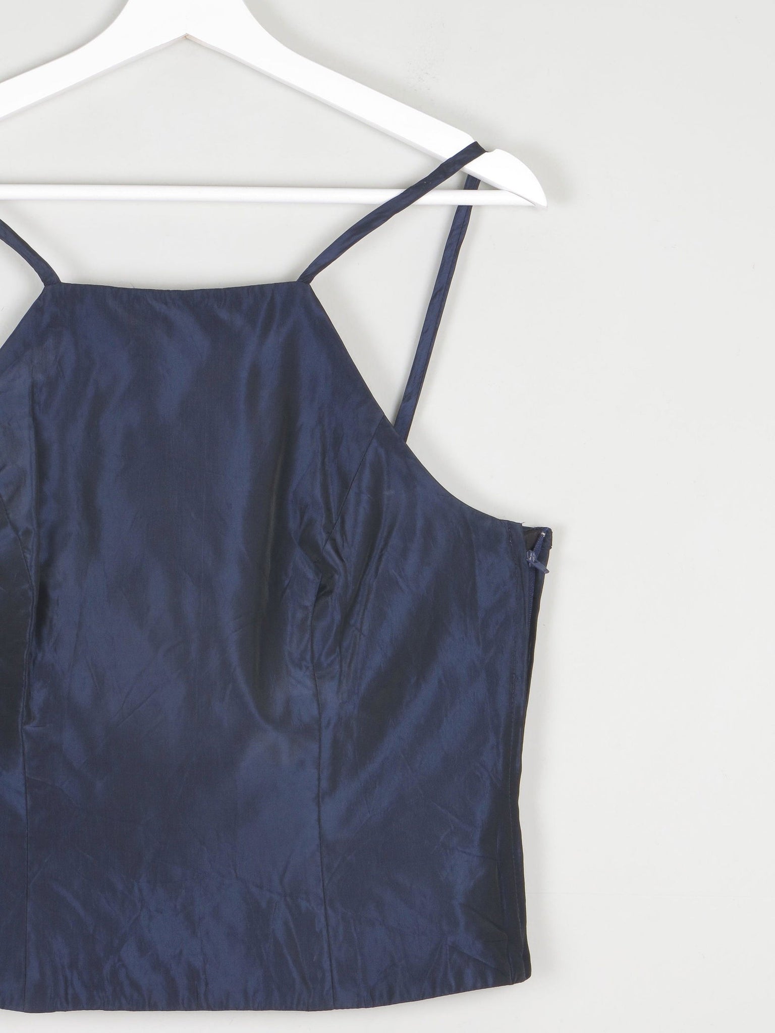 Midnight Blue Taffeta Corset Style Top S 8/10 - The Harlequin