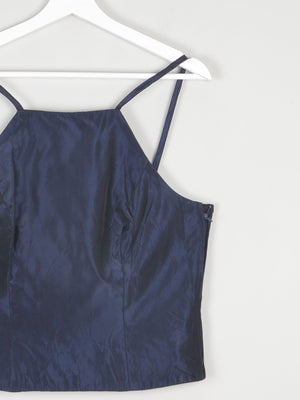 Midnight Blue Taffeta Corset Style Top S 8/10 - The Harlequin