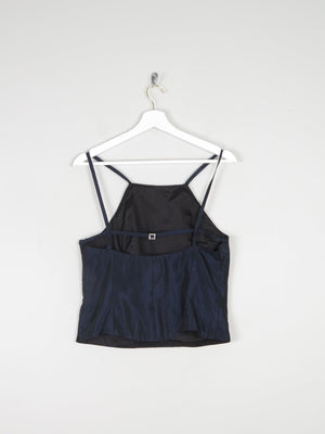 Midnight Blue Taffeta Corset Style Top S 8/10 - The Harlequin