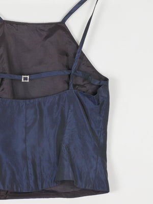 Midnight Blue Taffeta Corset Style Top S 8/10 - The Harlequin