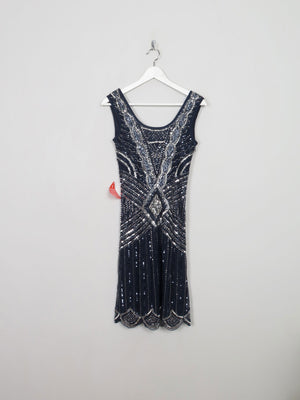 Navy Flapper 1920s Style Beaded Dress New 8 - The Harlequin