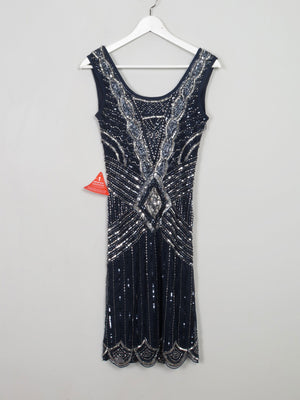 Navy Flapper 1920s Style Beaded Dress New 8 - The Harlequin