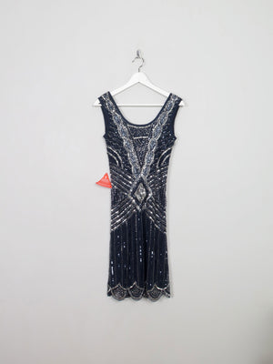 Navy Flapper 1920s Style Beaded Dress New 8 - The Harlequin