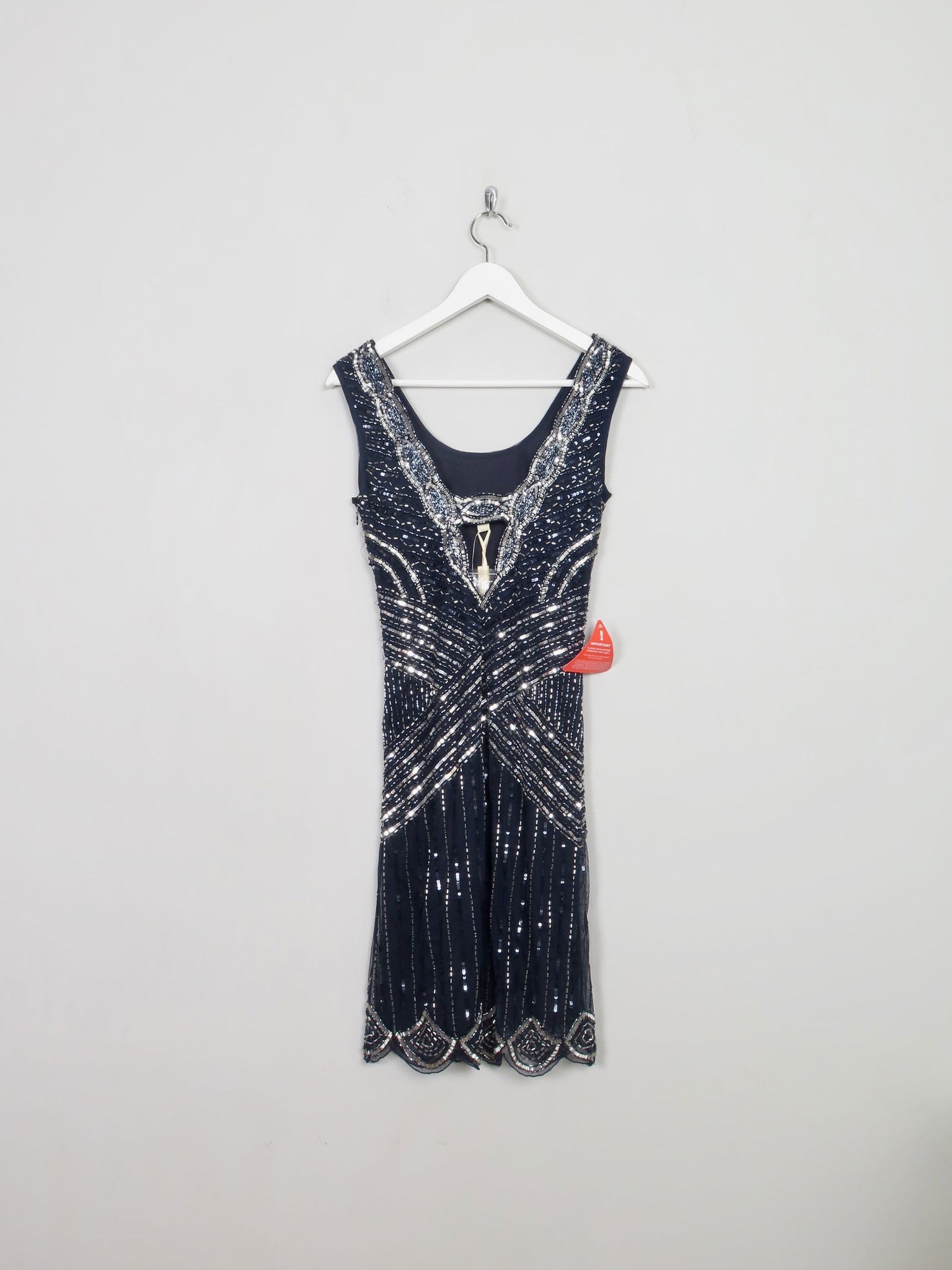 Navy Flapper 1920s Style Beaded Dress New 8 - The Harlequin