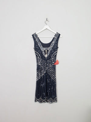 Navy Flapper 1920s Style Beaded Dress New 8 - The Harlequin