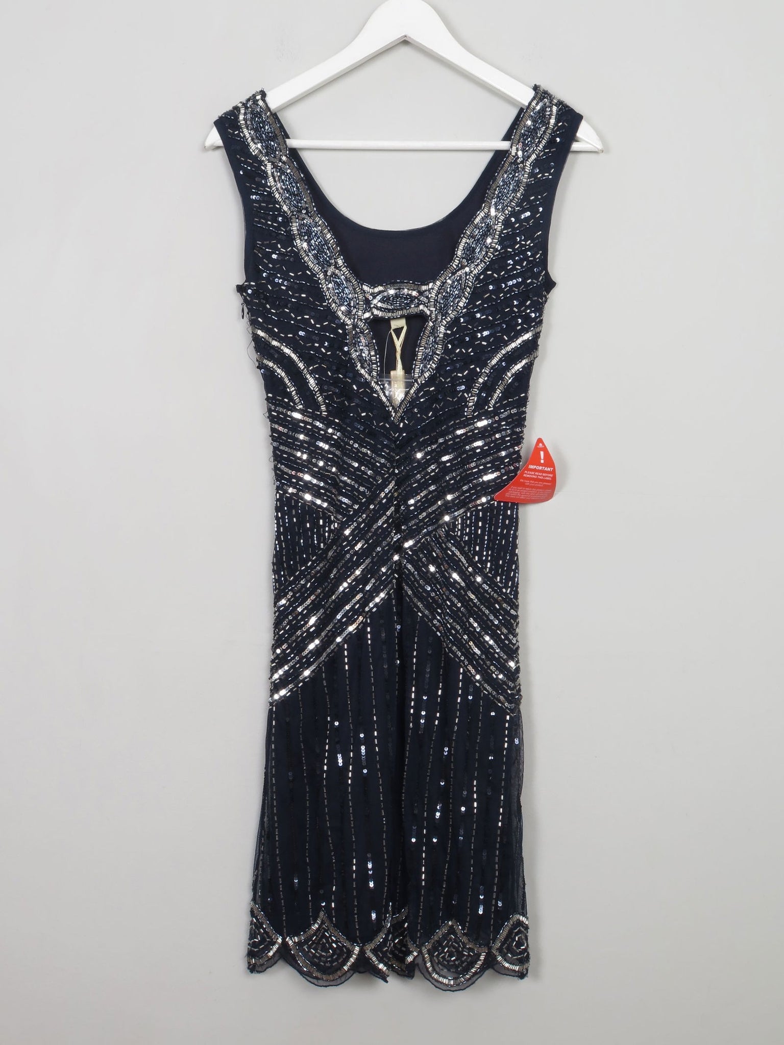 Navy Flapper 1920s Style Beaded Dress New 8 - The Harlequin