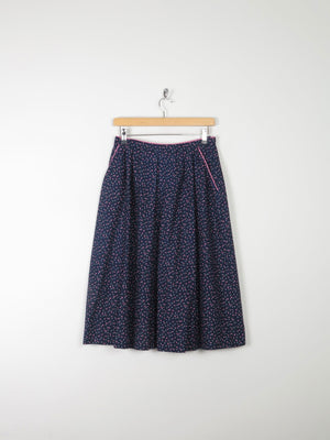 Navy Floral Vintage Prairie Skirt With Pockets 28" 8/10 - The Harlequin