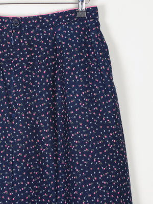 Navy Floral Vintage Prairie Skirt With Pockets 28" 8/10 - The Harlequin