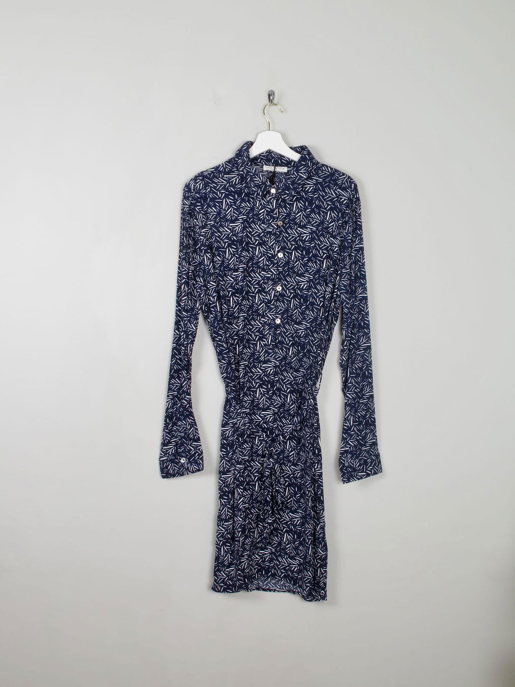 Navy Printed Dress With Collar New XL - The Harlequin