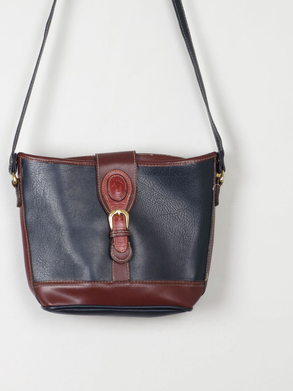 Navy & Tan Vintage Crossbody Bag - The Harlequin