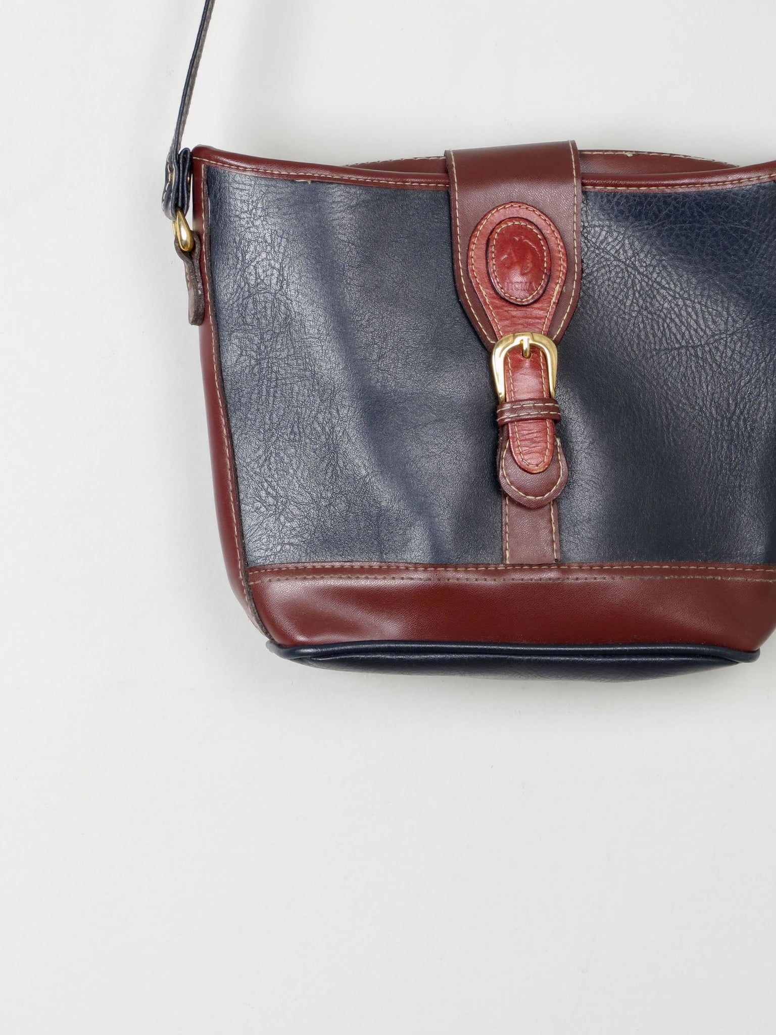Navy & Tan Vintage Crossbody Bag - The Harlequin