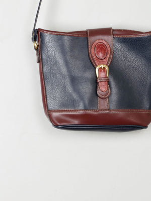 Navy & Tan Vintage Crossbody Bag - The Harlequin