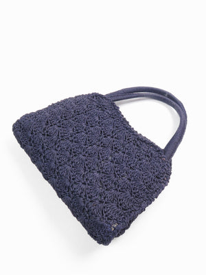 Navy Vintage Crochet Hand Bag - The Harlequin