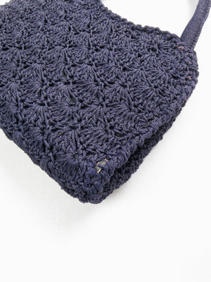 Navy Vintage Crochet Hand Bag - The Harlequin