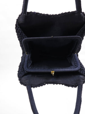Navy Vintage Crochet Hand Bag - The Harlequin