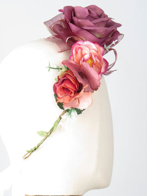 New Floral Vintage Style Headpiece Wine & Pink - The Harlequin
