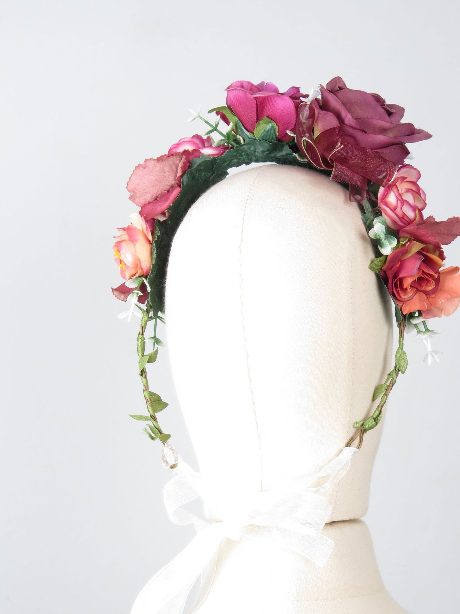 New Floral Vintage Style Headpiece Wine & Pink - The Harlequin