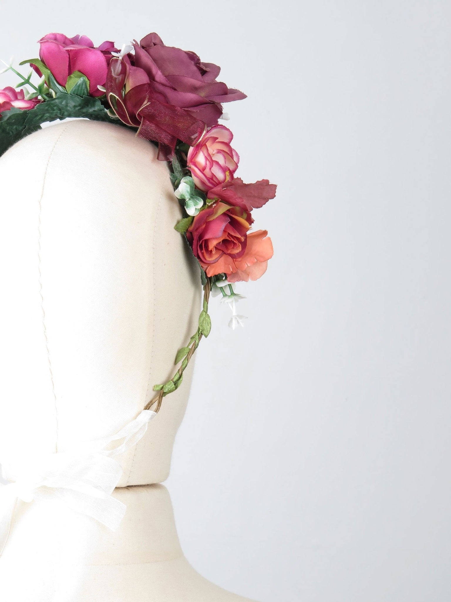 New Floral Vintage Style Headpiece Wine & Pink - The Harlequin
