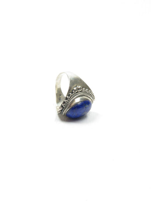 Oval Silver & Lapis Ring - The Harlequin