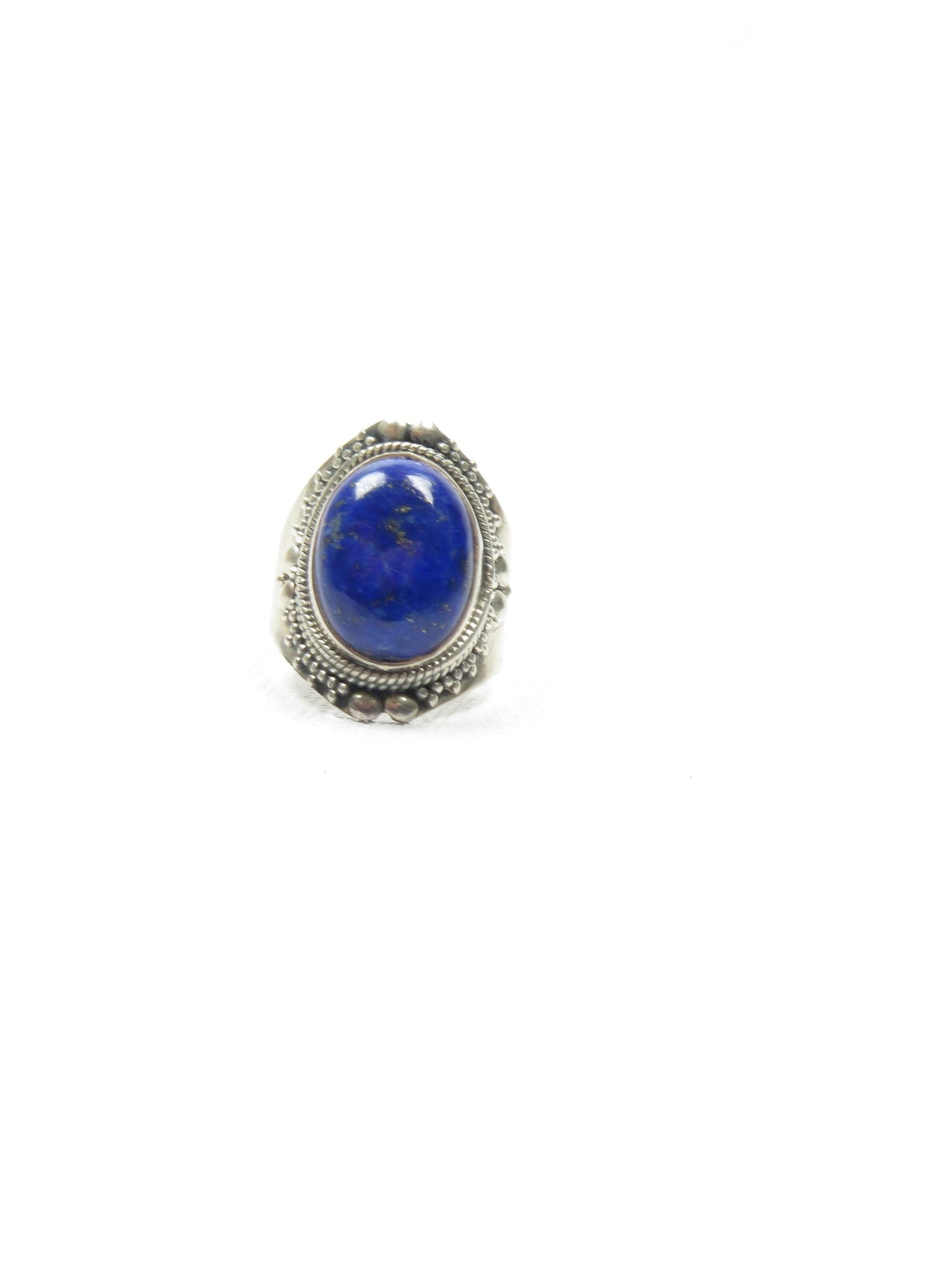 Oval Silver & Lapis Ring - The Harlequin