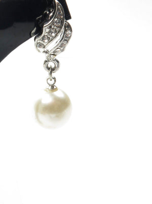 Pearl & Diamante Drop Earrings - The Harlequin