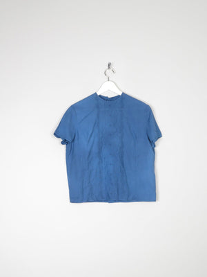 Petrol Blue Vintage 1950s Button Back Blouse M - The Harlequin